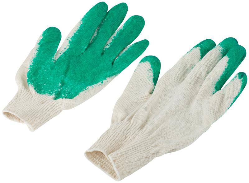 Перчатки вязаные с резиновой заливкой наладонника х/б 12470